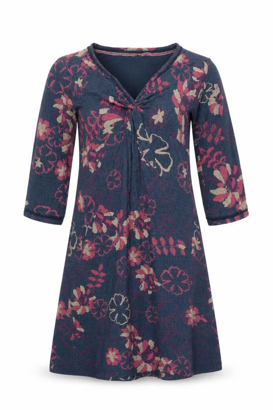 FatFace Women's Blue Floral Knee Length Viscose A-Line Dress Size 12