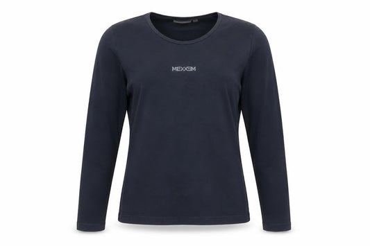 Mexx Womens Blue Long Sleeve Basic Crew Neck Cotton Top XL