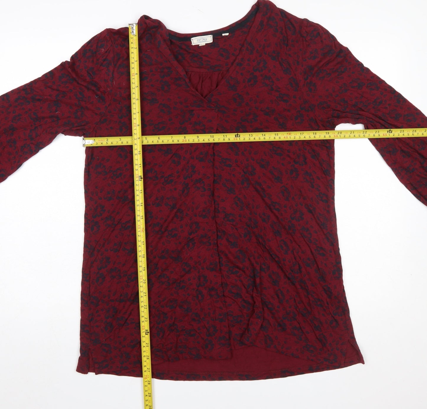 FatFace Womens Red Animal Print Viscose Tunic Blouse UK 12