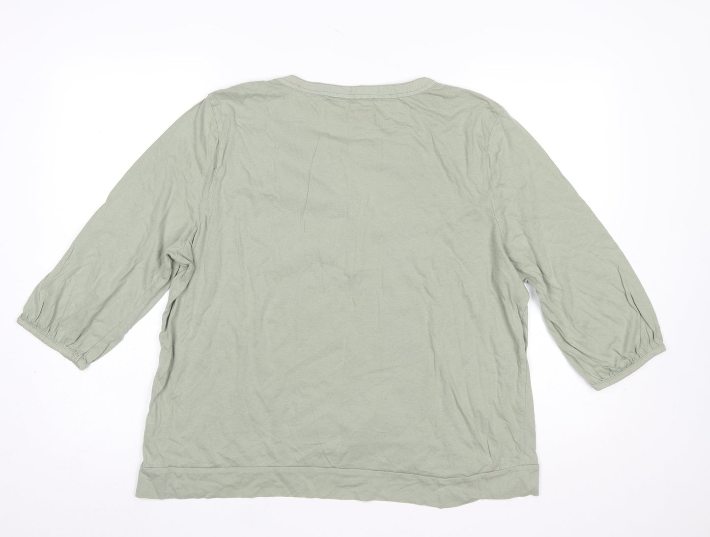 David Emanuel Women’s Green Cotton 3/4 Sleeve Tunic Blouse Size 20