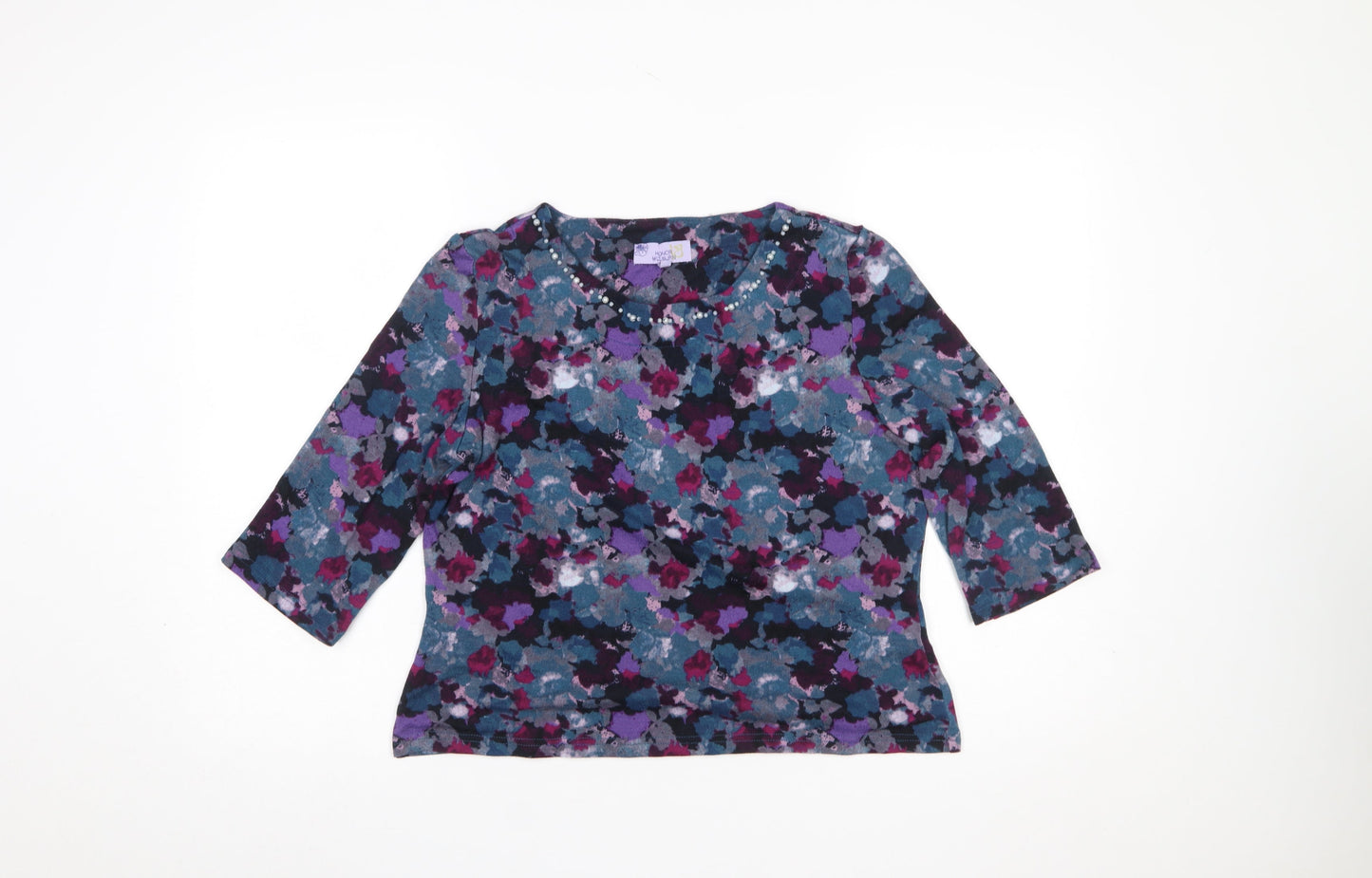 Honor Millburn Womens Multicoloured Floral 3/4 Sleeve Tunic Blouse Size 12