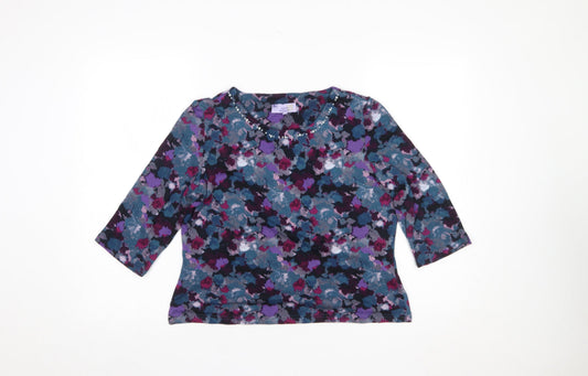 Honor Millburn Womens Multicoloured Floral 3/4 Sleeve Tunic Blouse Size 12