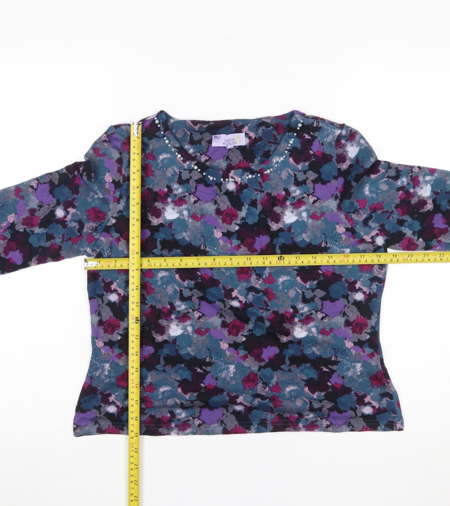 Honor Millburn Womens Multicoloured Floral 3/4 Sleeve Tunic Blouse Size 12