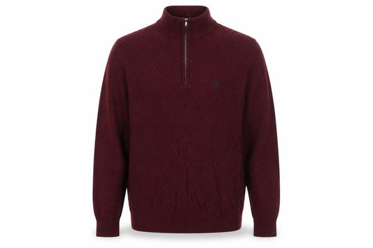 Front view of Crew Clothing Red 1/2 Zip High Neck Cotton Cashmere Jumper L