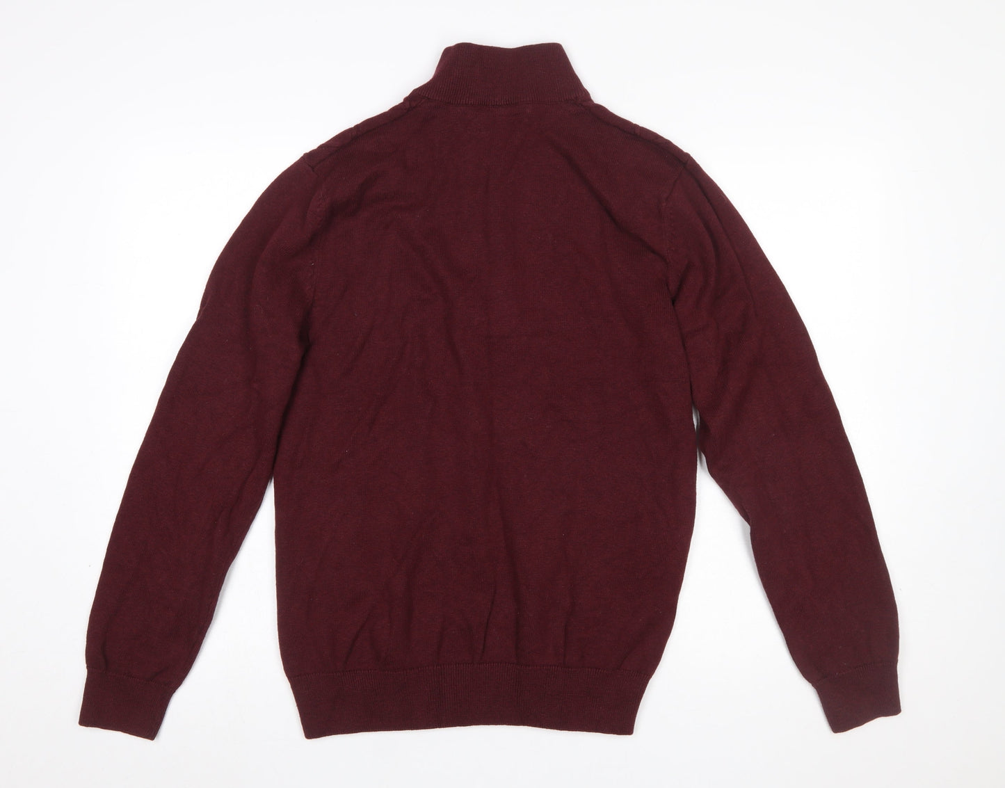 Crew Clothing Men’s Red 1/2 Zip High Neck Cotton Cashmere Jumper L
