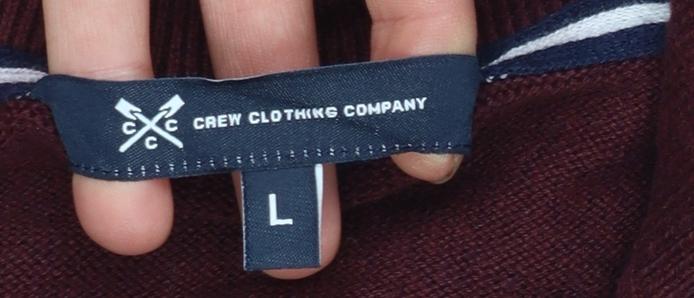 Crew Clothing Men’s Red 1/2 Zip High Neck Cotton Cashmere Jumper L