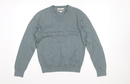 Marks & Spencer Men’s Grey V-Neck Pure Cotton Jumper Size S Regular
