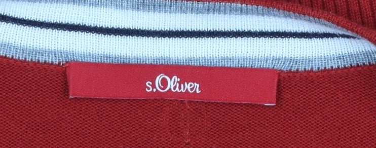 s.Oliver Women's Red Cardigan Size 10 Viscose Cotton Knit