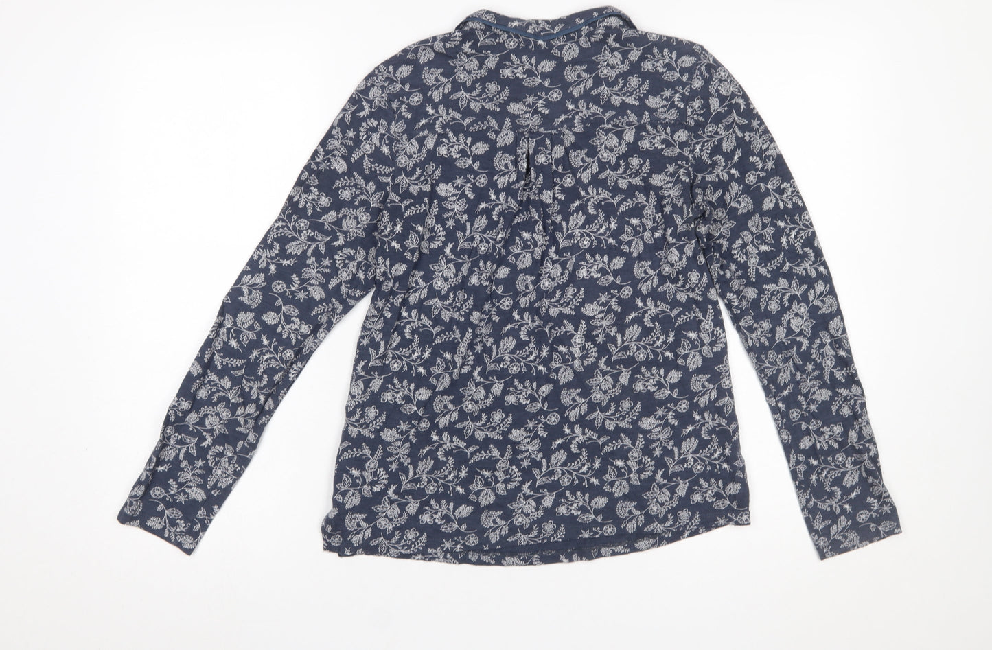 FatFace Womens Blue Floral Tunic Blouse Size 8 Long Sleeve Cotton Modal