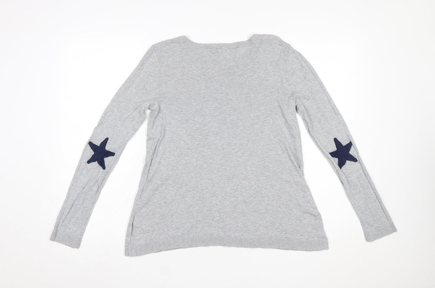 ASOS Women Grey Pullover Jumper UK 10 Long Sleeve Star Detail