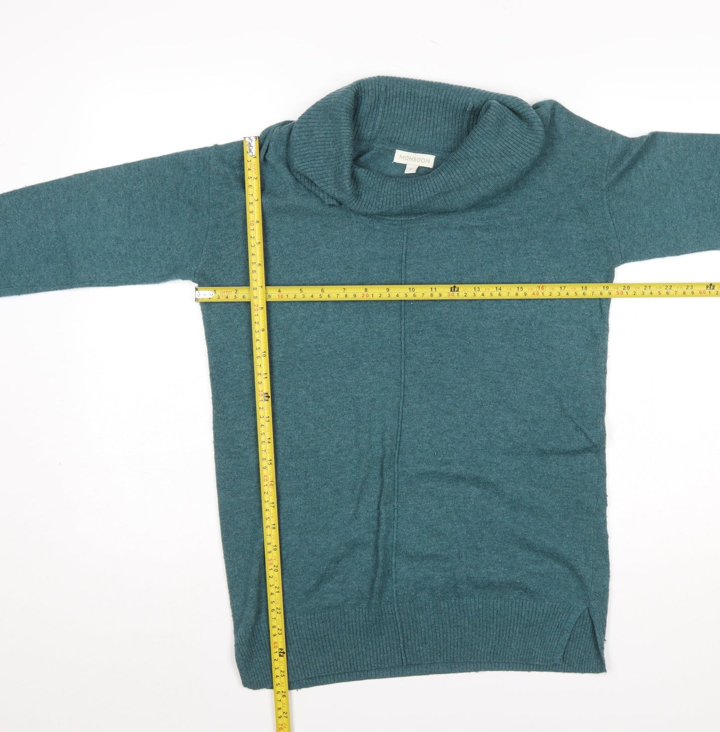 Monsoon Women’s Green Cowl Neck Wool Blend Long Sleeve Jumper Size S