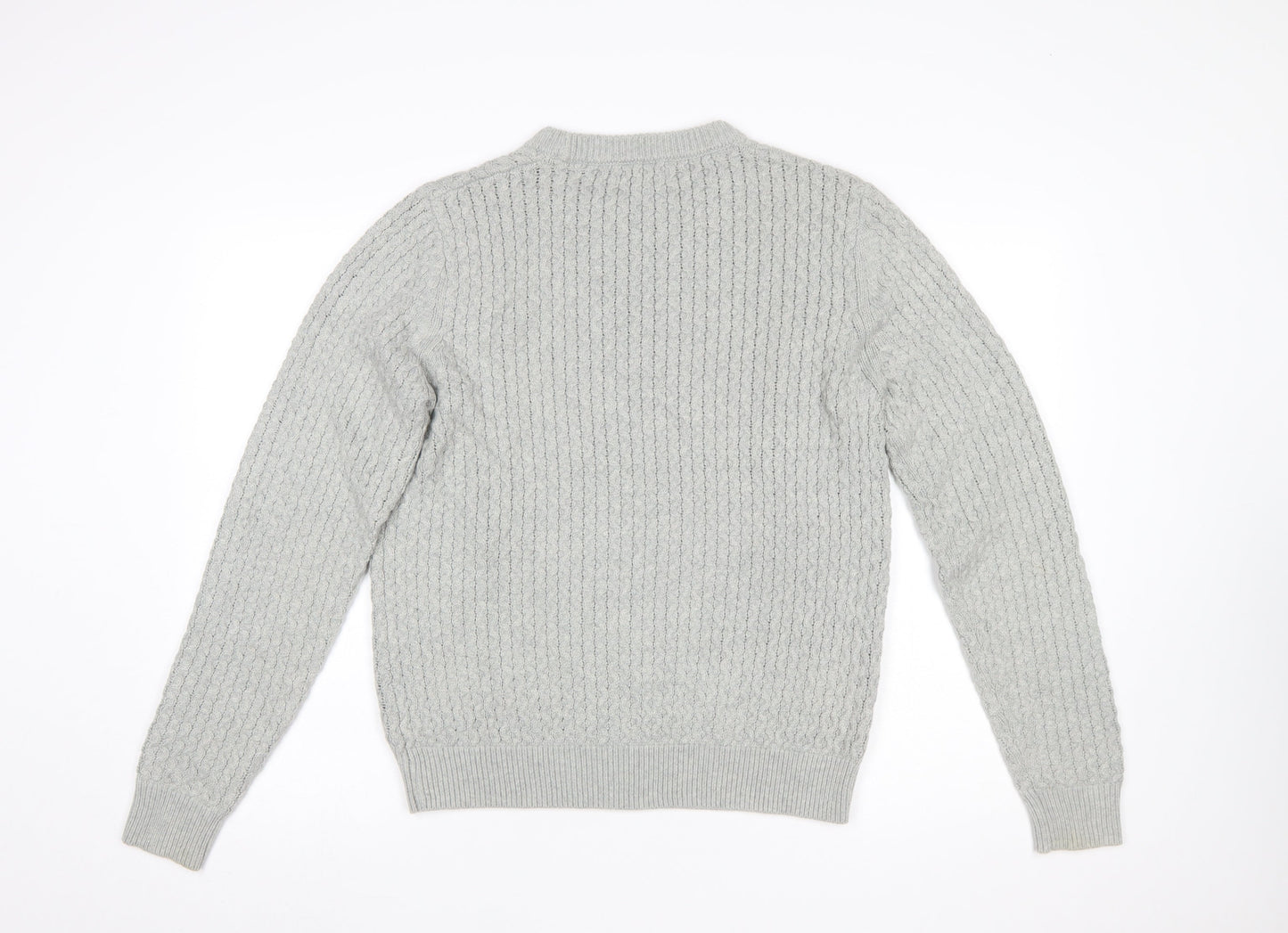 Next Men’s Grey Cable Knit Crew Neck Jumper Size S
