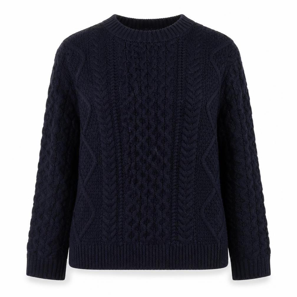 Warehouse Women's Blue Cable-Knit Jumper Size 8
