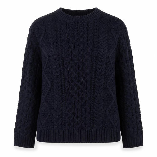 Warehouse Women's Blue Cable-Knit Jumper Size 8