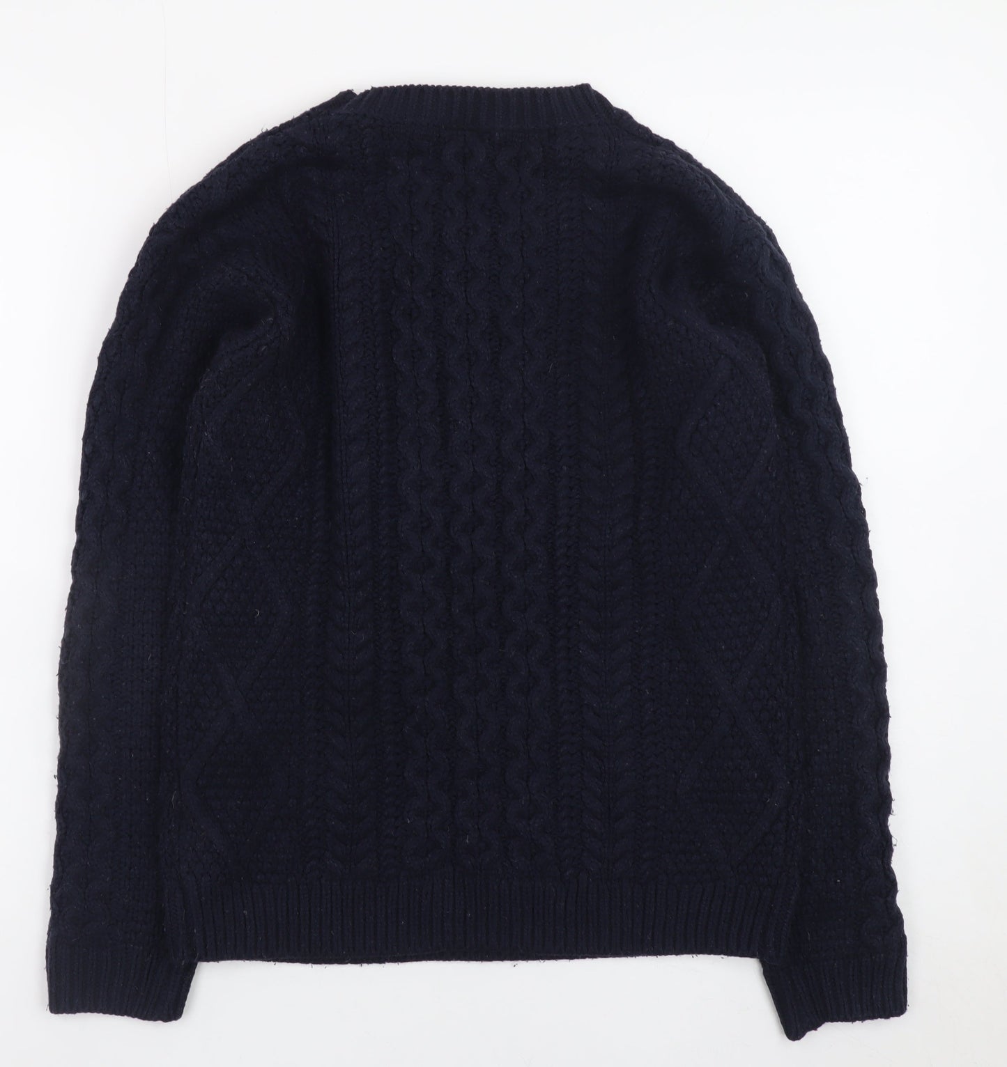 Warehouse Women's Blue Cable-Knit Jumper Size 8