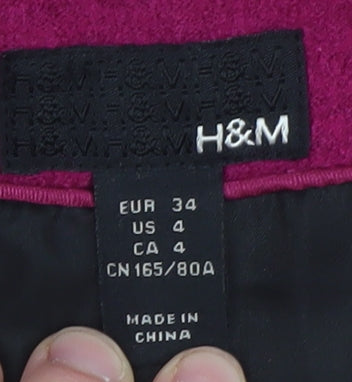 H&M Women's Pink Wool Blend Mid-Length Overcoat Size 6
