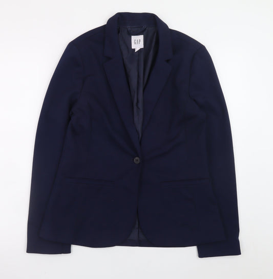 GAP Women's Navy Blue Blazer Jacket Size 10 Slim Fit Single-Breasted