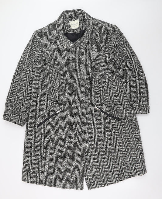George Women’s Grey Herringbone Long Coat Size 18 Lined Tweed Overcoat