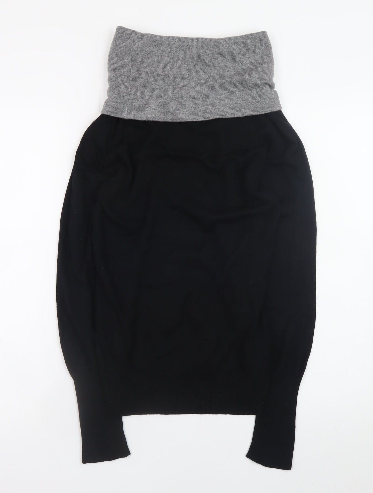 Nightingales Womens Black & Grey Cowl Neck Geometric Jumper Size 10