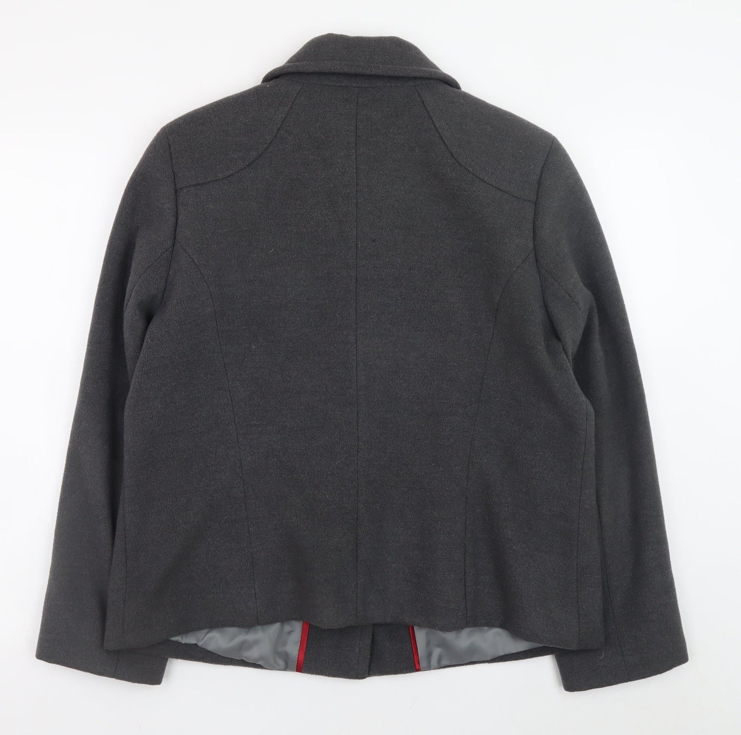 Bm Women’s Grey Button-Up Short Jacket Size 14 Polyester Blend