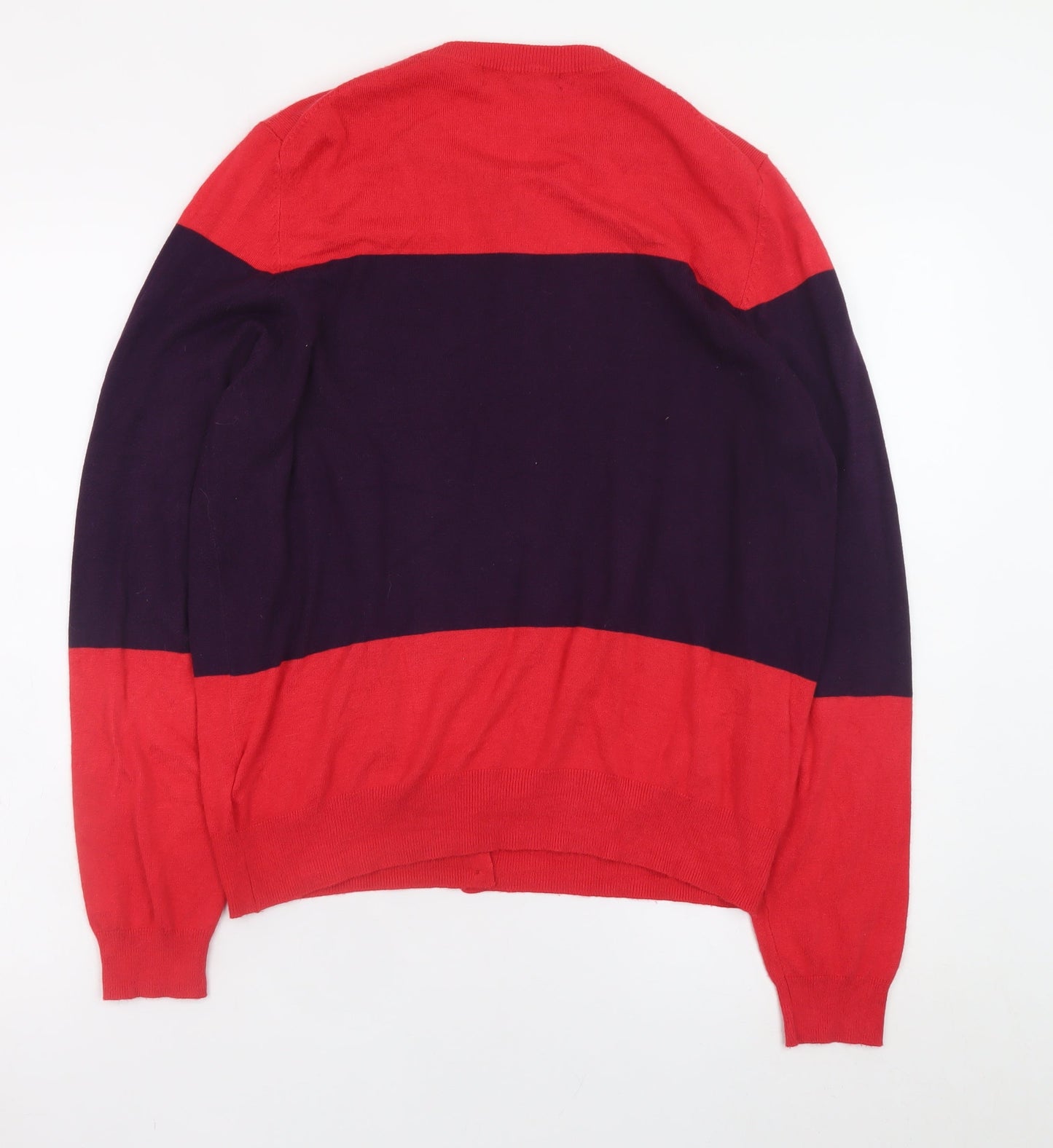 Marks and Spencer Women Red & Purple Colour Block Cardigan Size 16