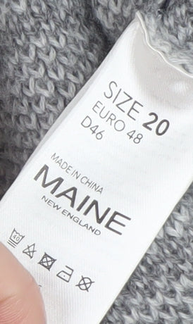 Maine New England Women’s Grey Checked Open Knit Cardigan Size 20