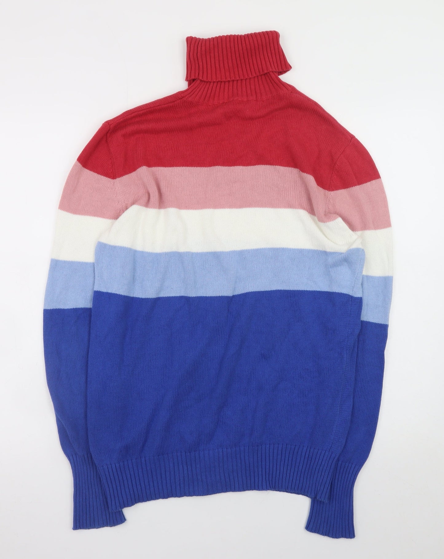 Parke & Ronen Women's Multicoloured Roll Neck Stripe Cotton Jumper Size M