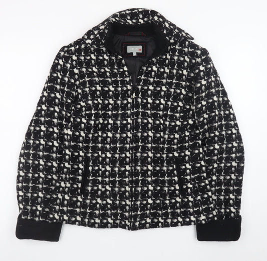 Marks and Spencer Per Una Women's Black Wool Tweed Zip Jacket Size 12