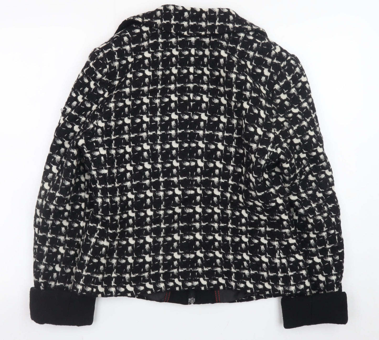 Marks and Spencer Per Una Women's Black Wool Tweed Zip Jacket Size 12