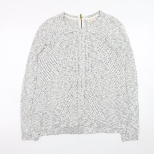 Marks and Spencer Women Grey Cable-Knit Jumper Size 14 Cotton Blend