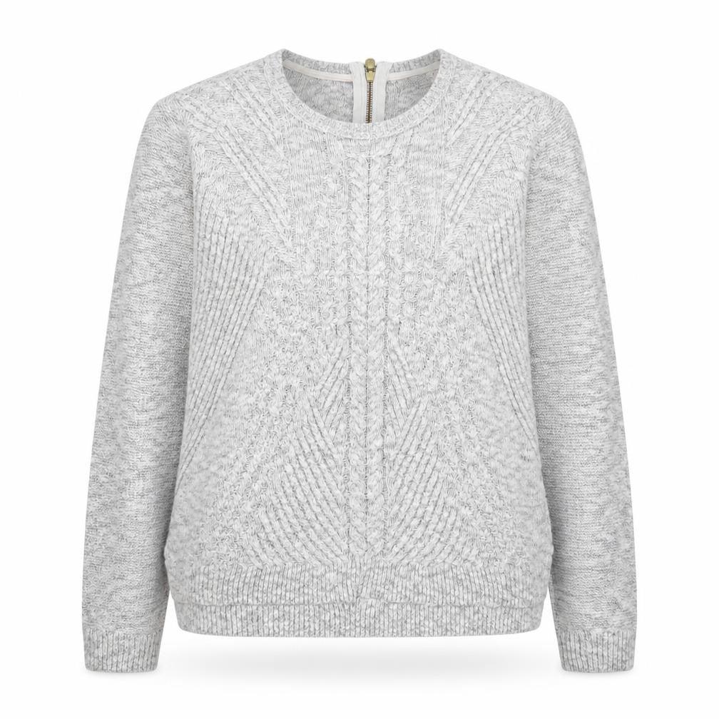 Marks & Spencer Women Grey Cable-Knit Jumper Size 14 Cotton Blend