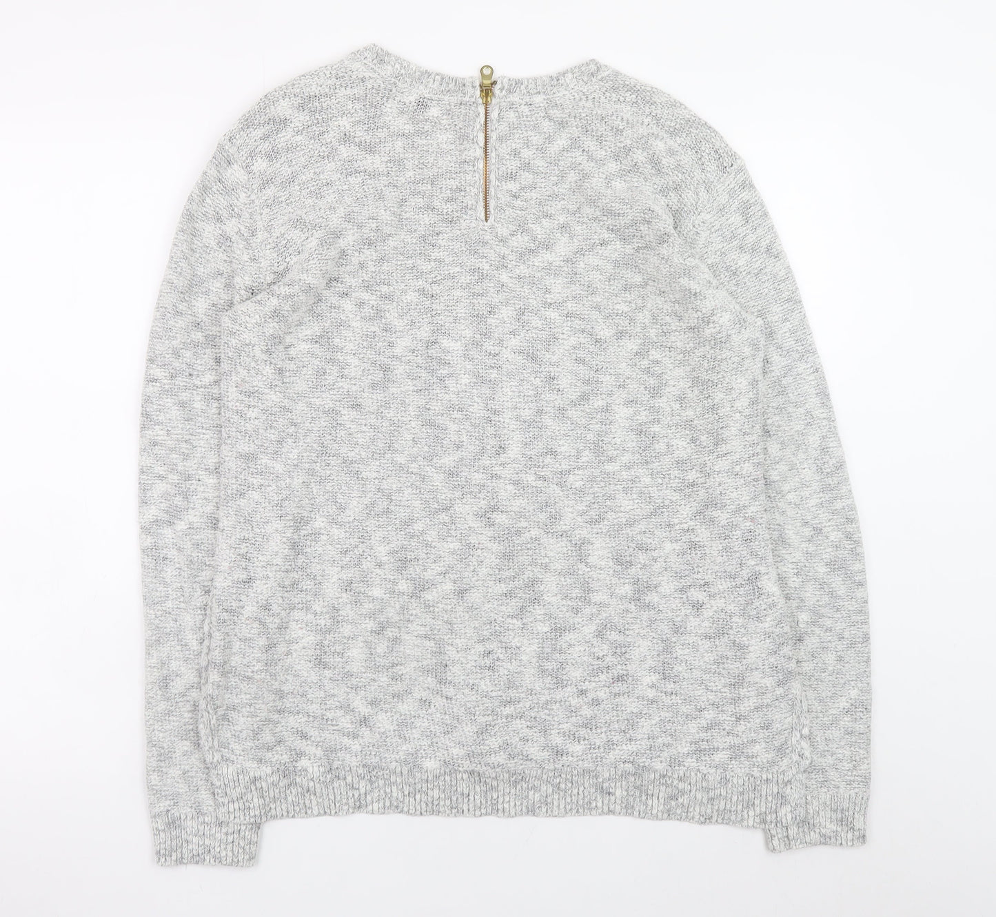 Marks and Spencer Women Grey Cable-Knit Jumper Size 14 Cotton Blend