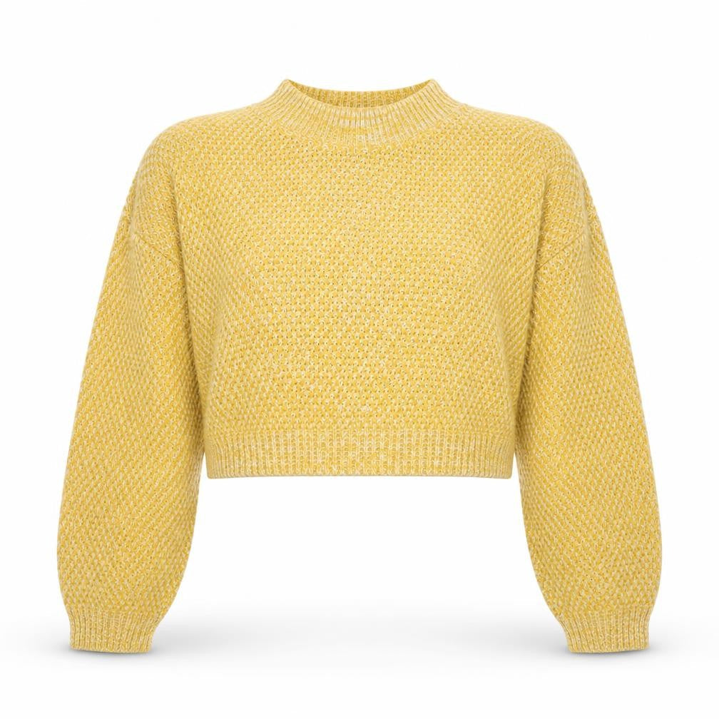 Boohoo Women Yellow Mock Neck Chunky Knit Pullover Jumper Size L