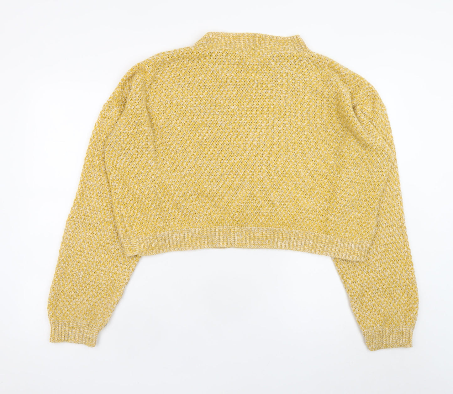 Boohoo Women Yellow Mock Neck Chunky Knit Pullover Jumper Size L
