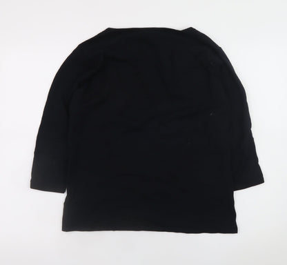 TIGI Womens Black Sequin Scoop Neck Pullover Jumper Size 10/12