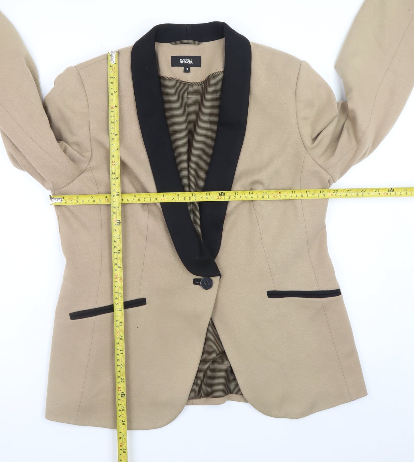 Marks and Spencer Women Beige Blazer UK 16 Classic Formal Jacket
