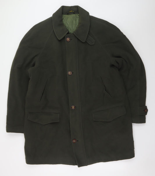 House of Fraser Men's Green L Wool Overcoat Long Lined