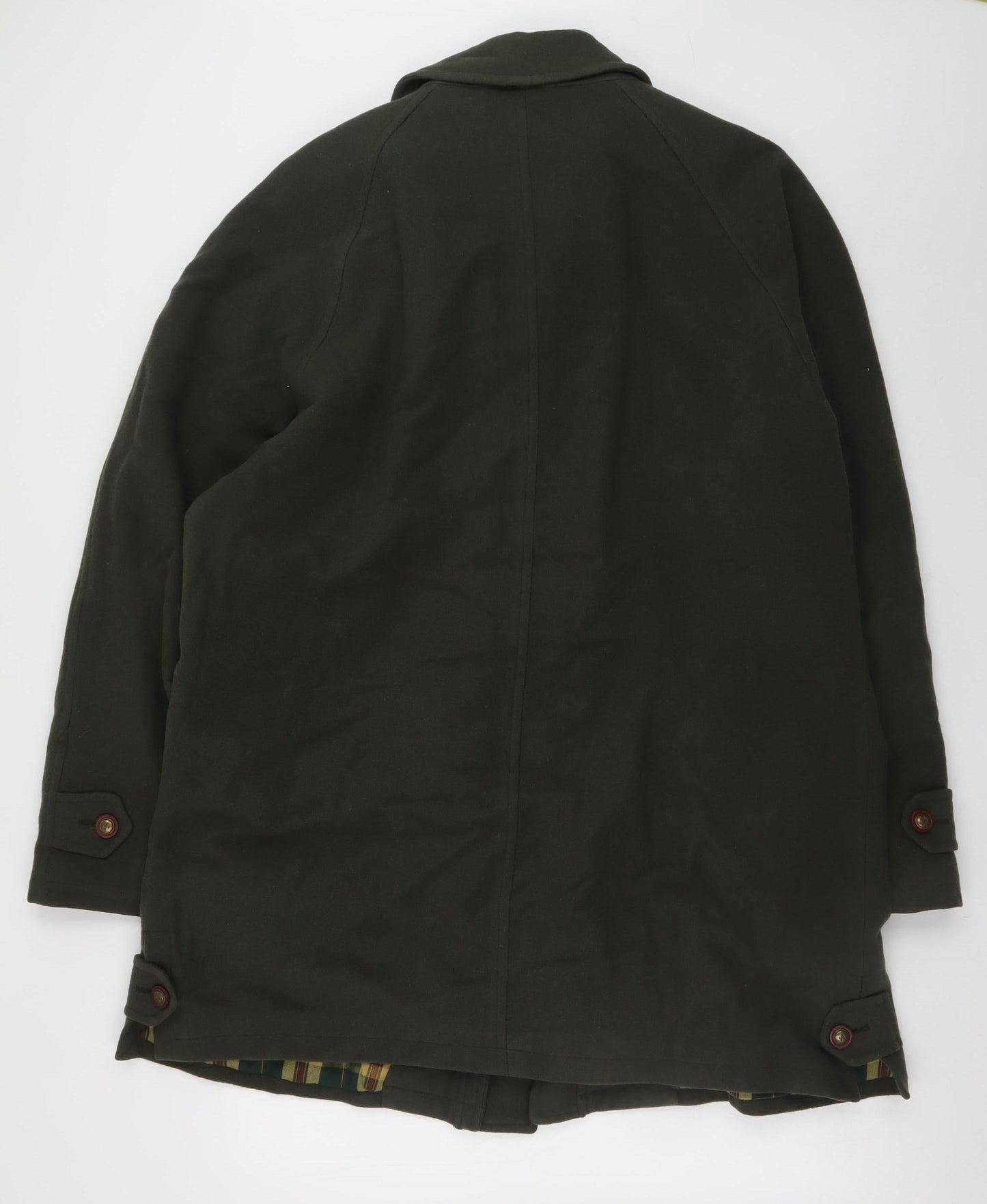 House of Fraser Men's Green L Wool Overcoat Long Lined