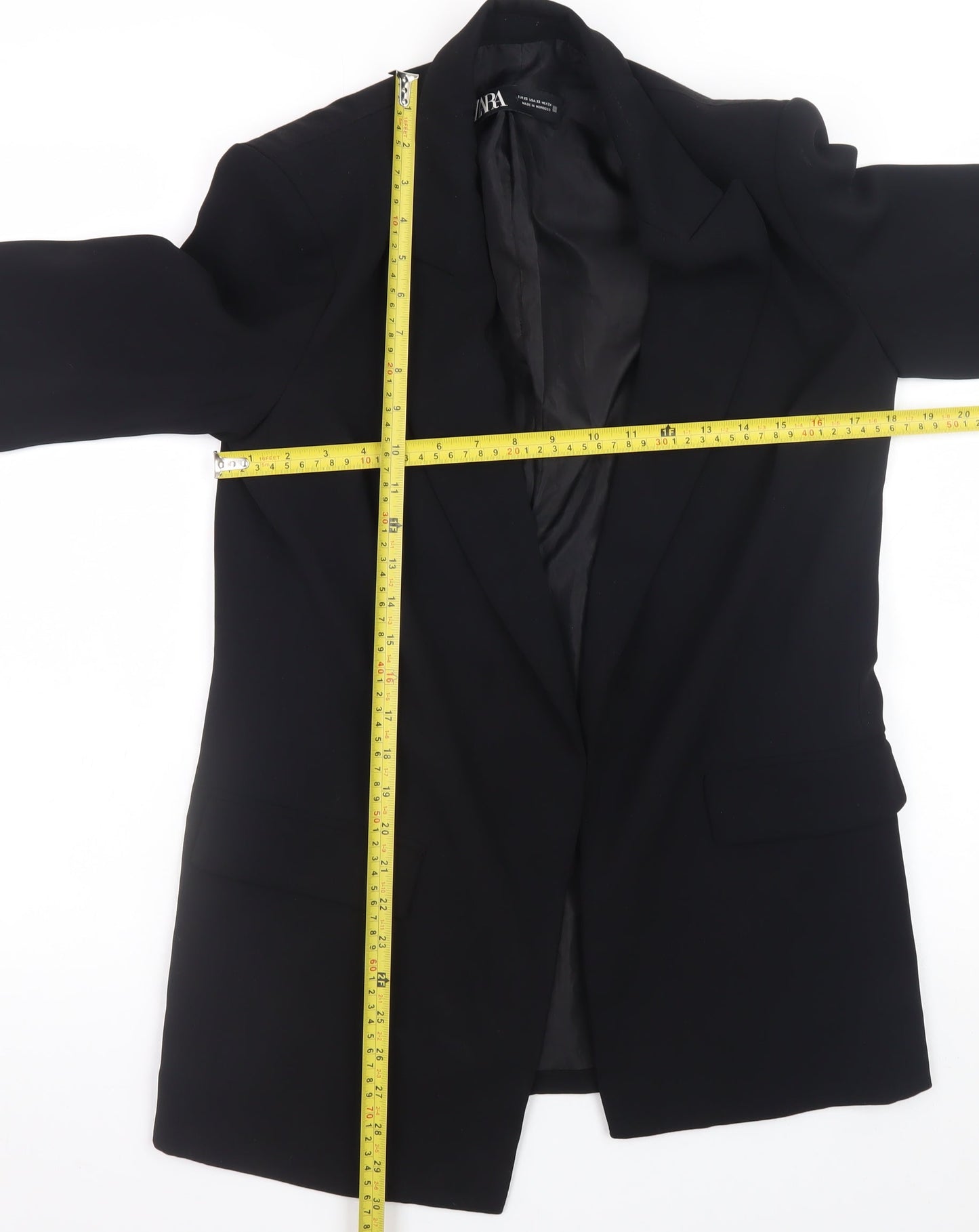 Zara Women's Black XS Classic Mid-Length Blazer Jacket