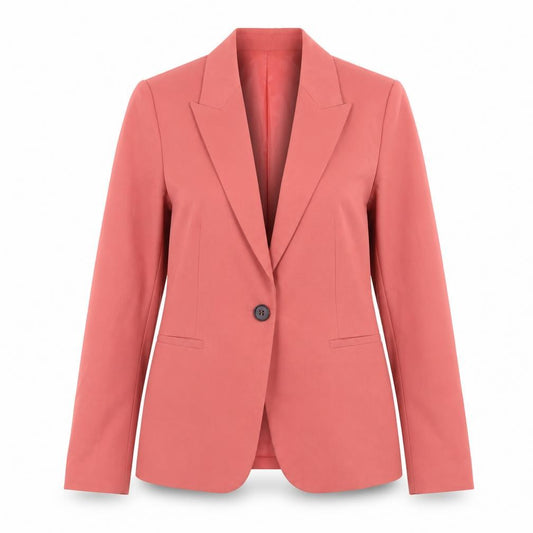 ZARA Women Pink Cotton Blend Single Breasted Blazer Size 8