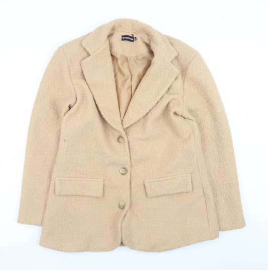 PrettyLittleThing Women Beige Size 8 Blazer Jacket Lined Mid-Length