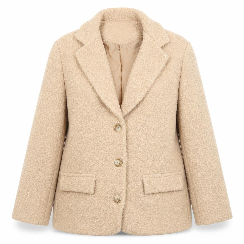 PRETTYLITTLETHING Women Beige Size 8 Blazer Jacket Lined Mid-Length