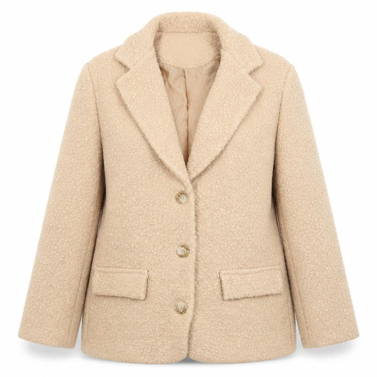 PRETTYLITTLETHING Women Beige Size 8 Blazer Jacket Lined Mid-Length