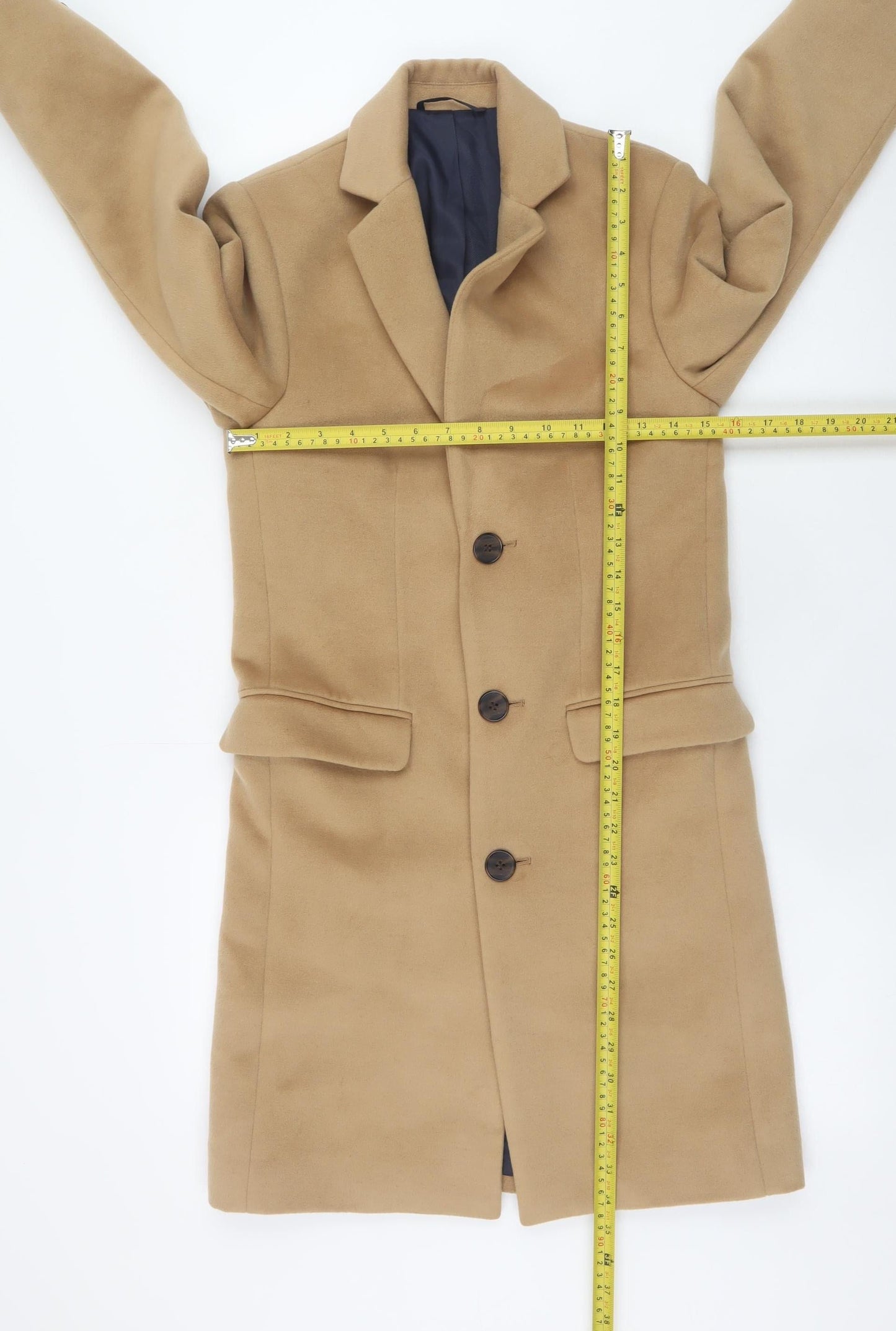 River Island Women's Beige Wool Blend Long Overcoat XXS