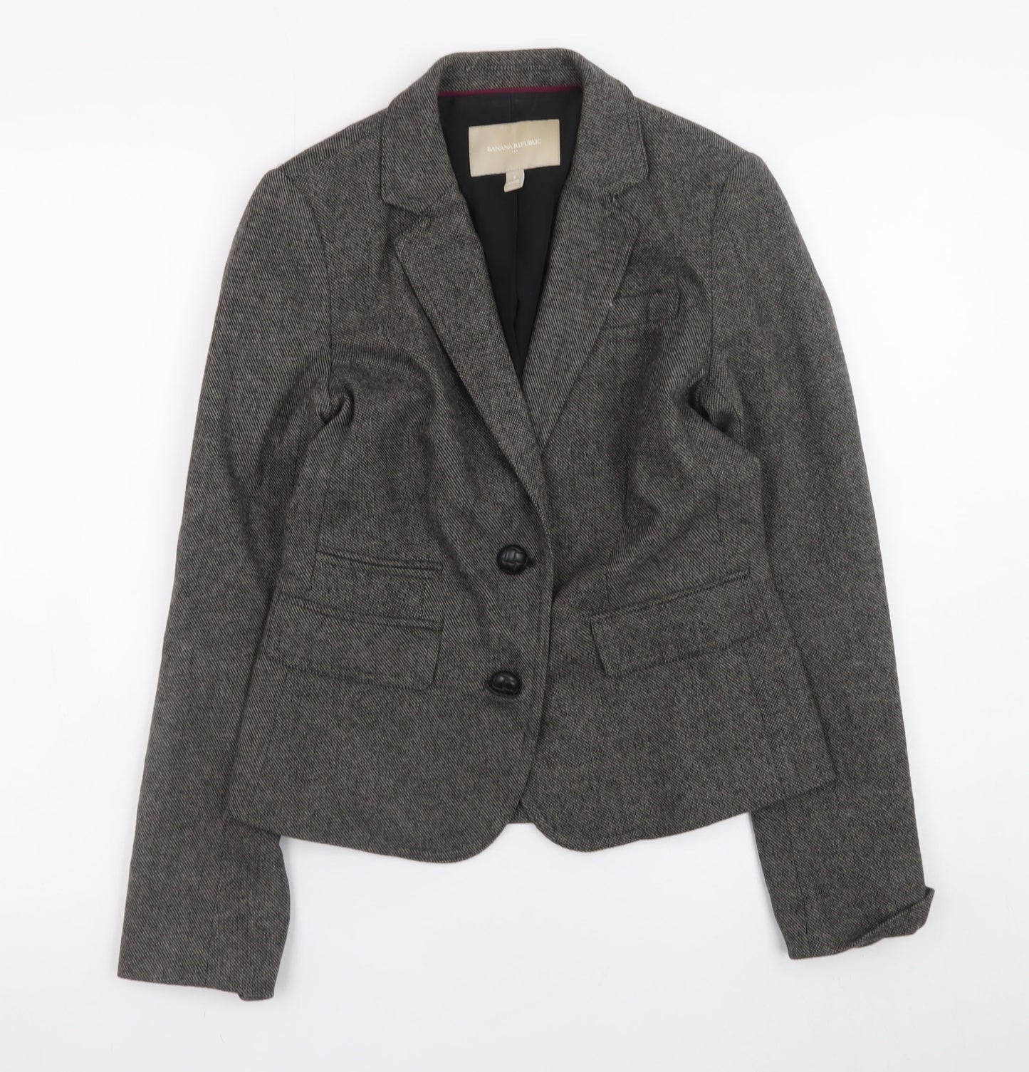 Banana Republic Women's Grey Wool Blend Herringbone Blazer Size 6