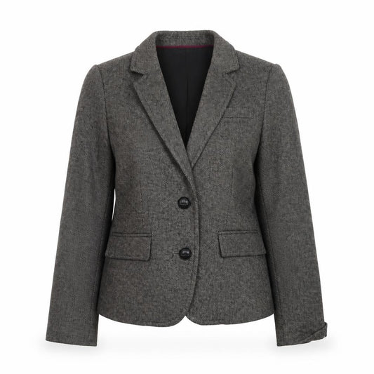 Banana Republic Women's Grey Wool Blend Herringbone Blazer Size 6