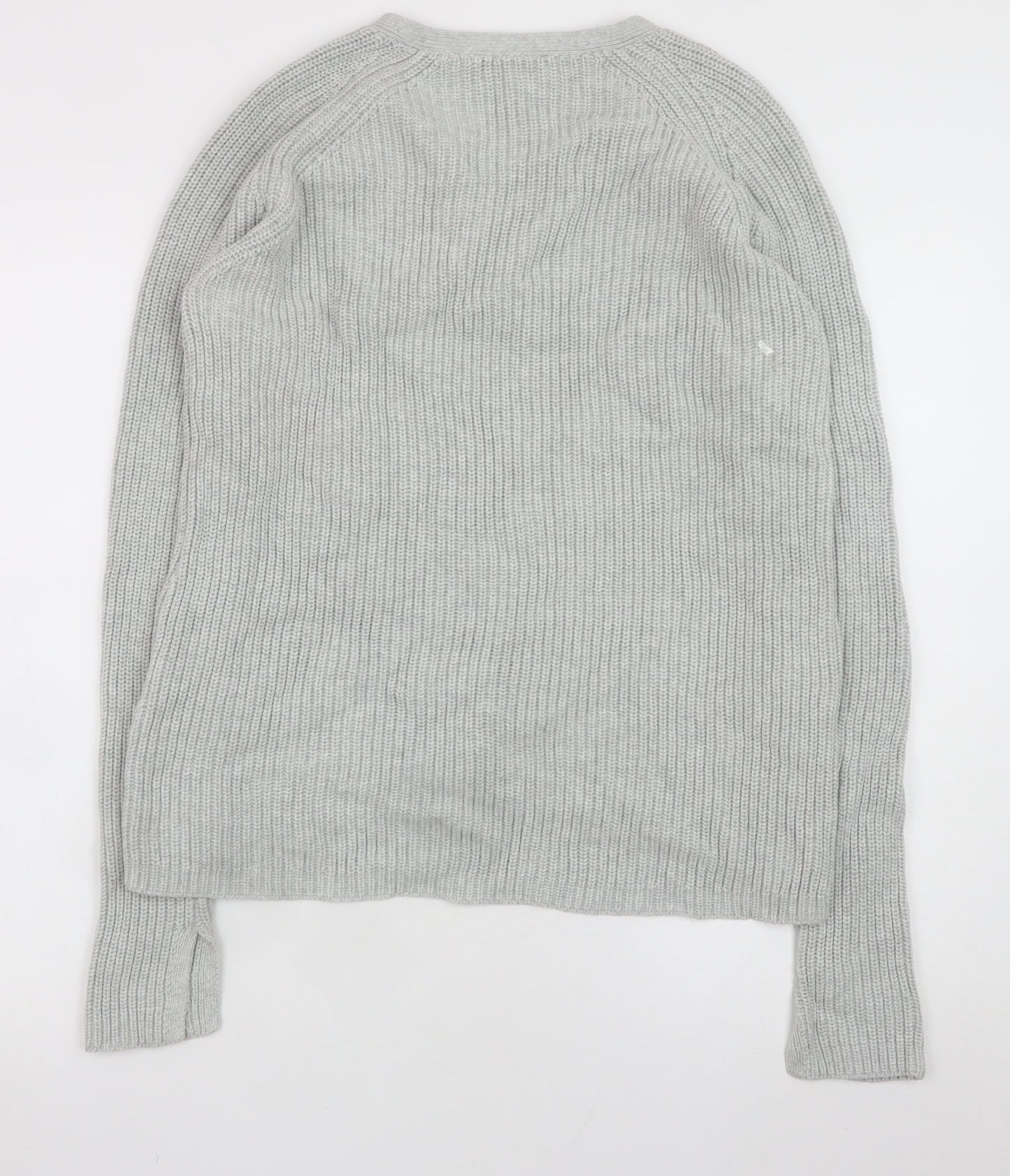 Witchery Women Grey Cotton Lace-Up V-Neck Knit Jumper Size S