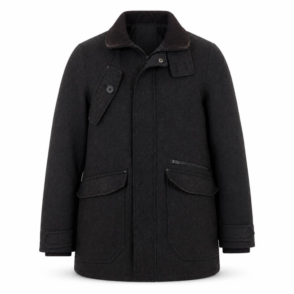 Stanley Adams Men's Black Wool Blend Mid-Length Overcoat M