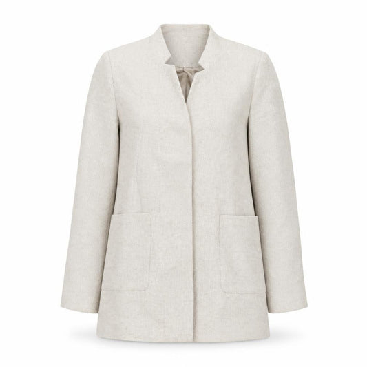 Zara Women Beige Linen Blazer Jacket Size S Casual Mid-Length