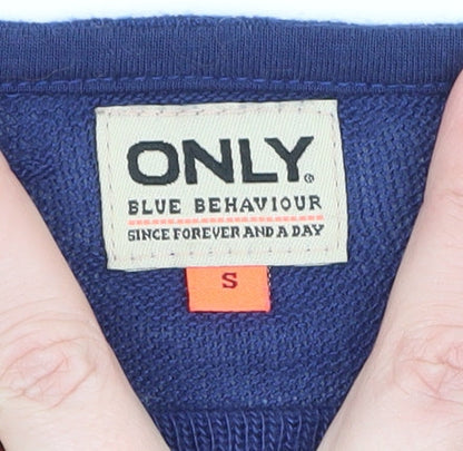 Brand and care label for Only Blue Women's S Sequin Shoulder Short Sleeve Jumper